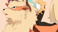 Pokemon blue eyes brunettes Pokeball fan art arcanine mei