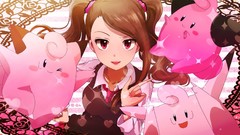 Pokemon pink eyes anime girls brunettes idolmaster minase iori 