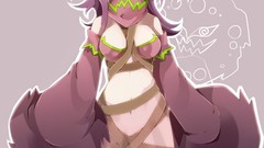 Pokemon pink hair green eyes short hair purple hair hitec 