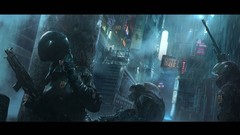 Police cyberpunk cityscapes artwork suburbs futuristic riots 