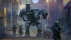 Police Robots cities streets artwork futuristic