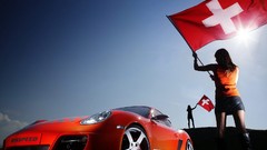 Porsche cars Flags Swiss