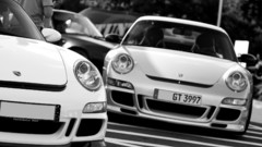 Porsche cars monochrome
