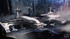 Port halo reach cityscapes concept art artwork digital art 