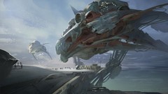 Port spaceships science fiction cityscapes artwork digital art 