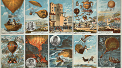 Postcards drawings air balloons