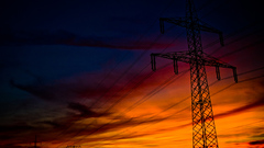 Power lines skyscapes sunset