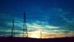 power lines utility pole digital art sky sunlight clouds dark