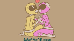 Power Rangers kissing girls