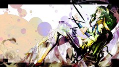 Profile circles anime girls short hair vocaloid green hair open 