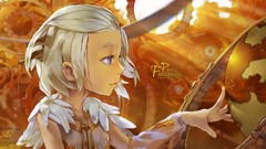 Profile cogwheel white hair faces drawings anime girls globes 