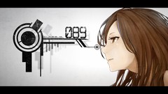 Profile faces numbers long hair anime girls brown eyes 