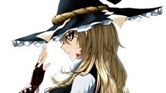 Profile hats red eyes gloves Ropes bows blondes long hair anime 