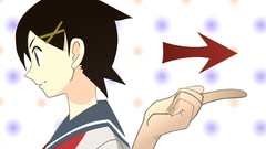 Profile white background faces arrows schoolgirls anime girls 