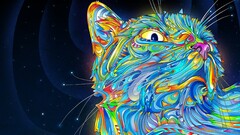 psychedelic cats colorful digital art Matei Apostolescu Animals