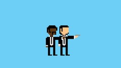 Pulp Fiction blue background pixel art