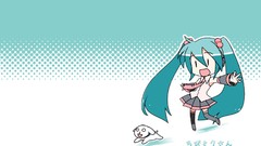 Puppies headphones Chibi blue hair hatsune miku vocaloid 