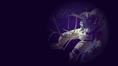 Purple astronauts outer space Photo manipulation space suits