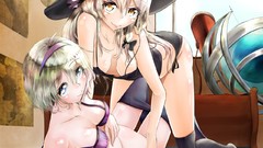 Purple drop Shorts blush long hair anime girls lingerie blue 