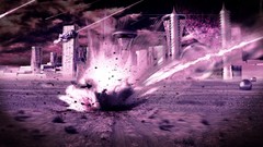 Purple explosions cities meteorite outer space impact meteor 