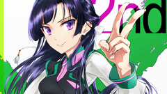 purple eyes anime girls Anime purple hair long hair face smiling