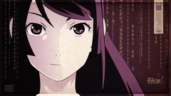 Purple faces numbers long hair anime girls bakemonogatari 