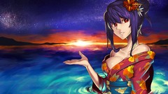 Purple hair red eyes