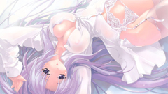 Purple hair stockings panties