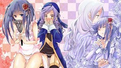 Purple hair yellow eyes