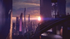 Purple mass effect cityscapes concept art fantasy art futuristic