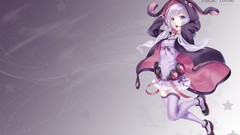 Purple running dress hoodies long hair headsets vocaloid open 