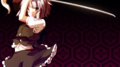 Purple weapons Katana navel white hair Swords ornaments bows 