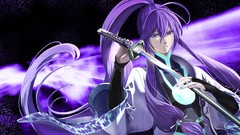 Purple weapons Katana Swords long hair vocaloid ponytails nail 