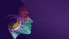 Purple woman faces purple background jared nickerson JThree 