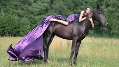 Purple woman Horses