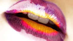 Purple woman teeth lips