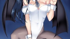 Pussy wings Anime horns red eyes blush blue hair anime girls 