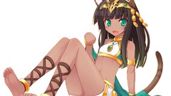 Puzzle Dragons white background barefoot anime girls green eyes 