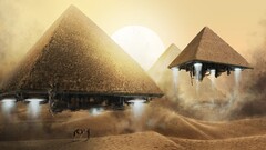 pyramid desert Egypt Camels sand abstract science fiction