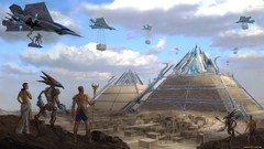 Pyramids Egypt Egyptian buildings spaceships alien Cairo sci-fi
