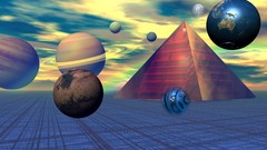 Pyramids geometry circles planets digital art