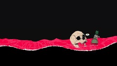 queens of the stone age skull bottles black background