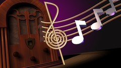 Radio staff antique musical notes clef old fashion