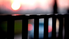 Railing silhouettes fences bokeh