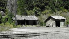 Railroad tracks abandoned train