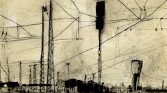 Railroad tracks creepy artwork