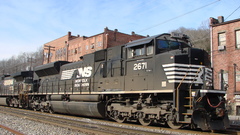 Railroad tracks locomotive train