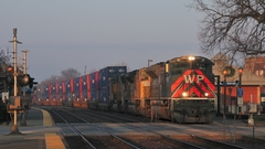 Railroad tracks locomotive train