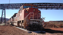 Railroad tracks locomotive train