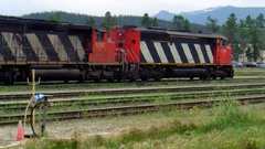 Railroad tracks locomotive train